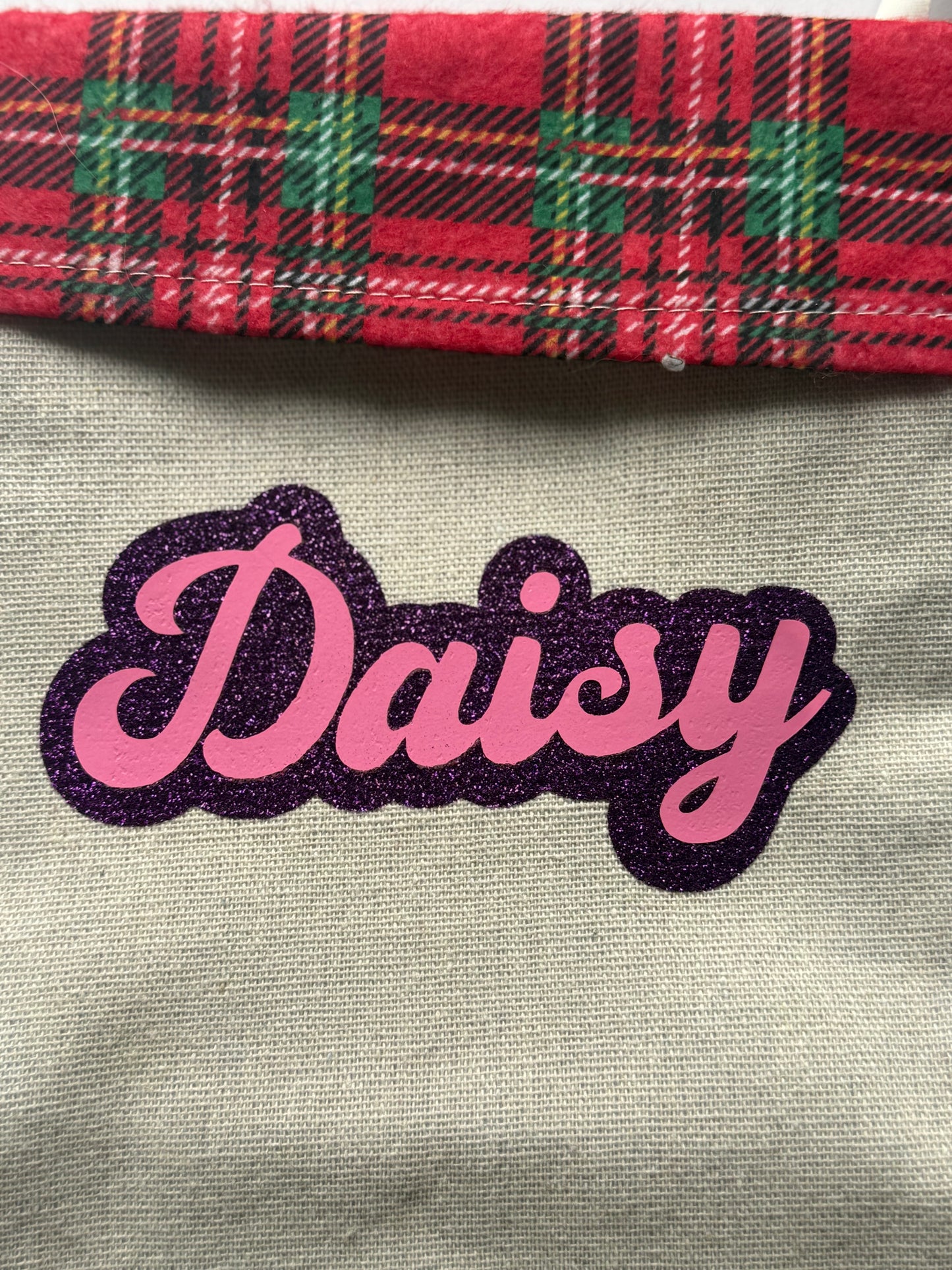 Paw Stocking with personalised name.
