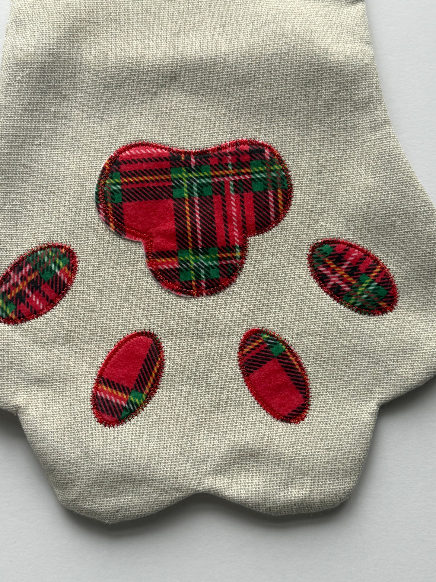 Paw Stocking with personalised name.