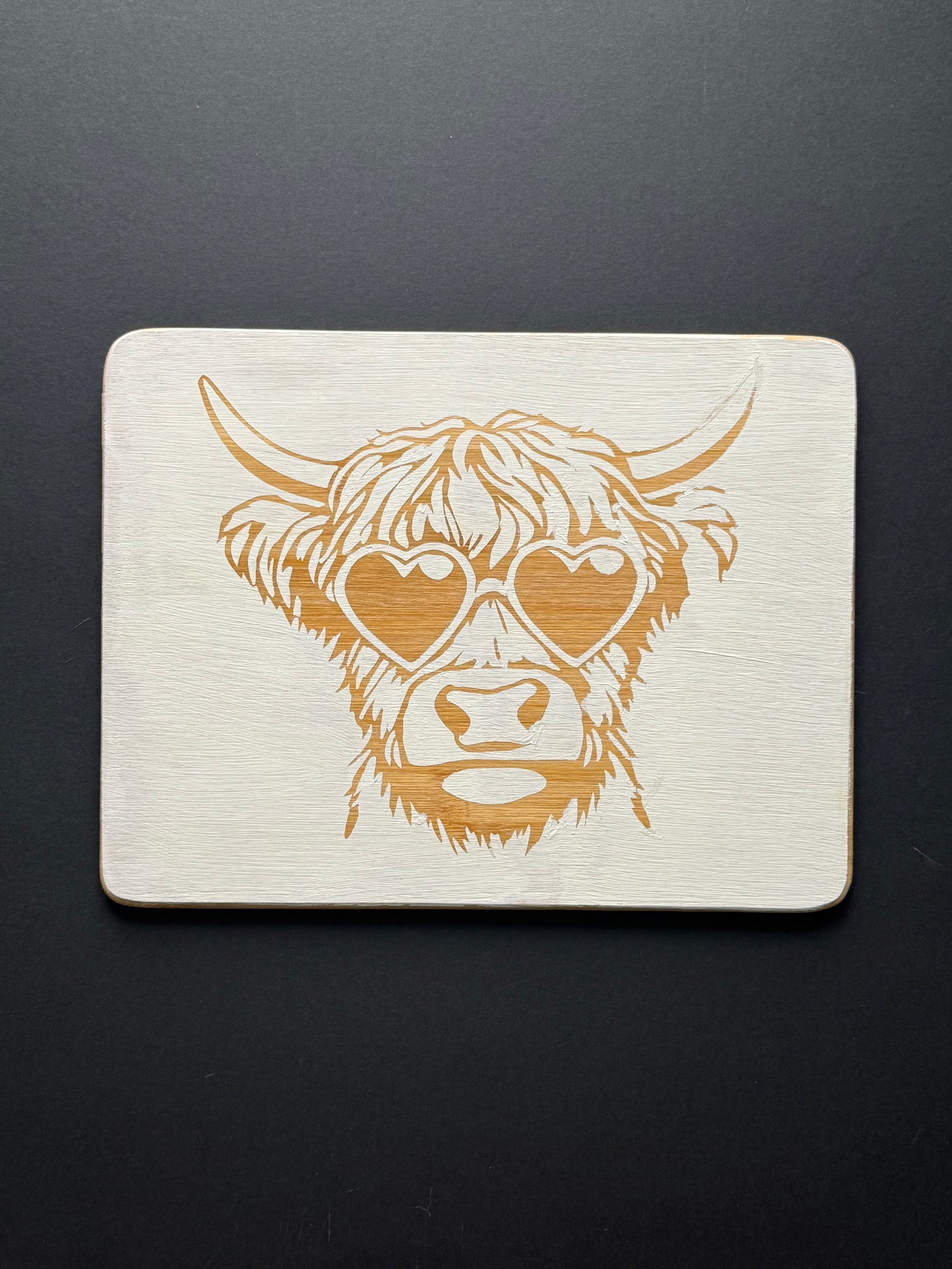 Highland Cow chopping board with sunglasses