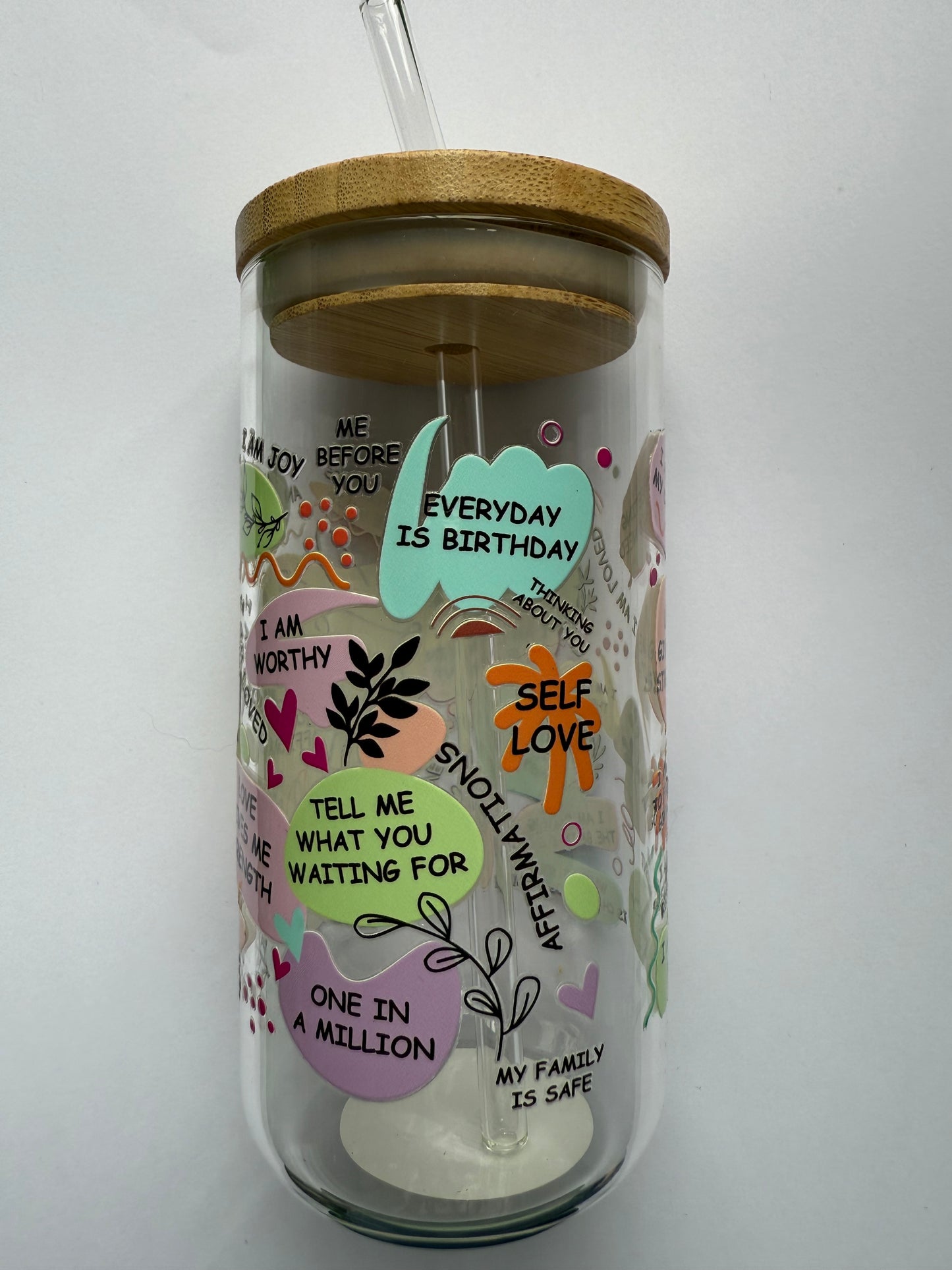 Positivity Mum Mason Jar Glass