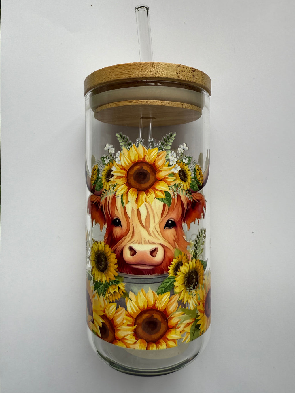 Highland Cow Mason Glass Jar