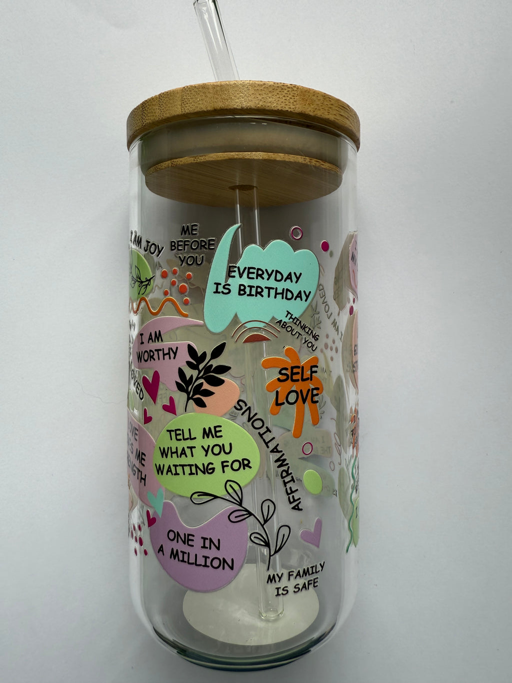 Positivity Mum Mason Jar Glass